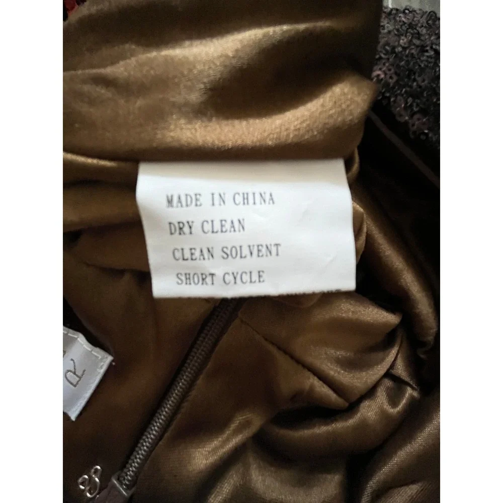 Revelry Bronze Brown Sequin V-Neck Maxi Dress‎ Mermaid Formal Gown Size 4